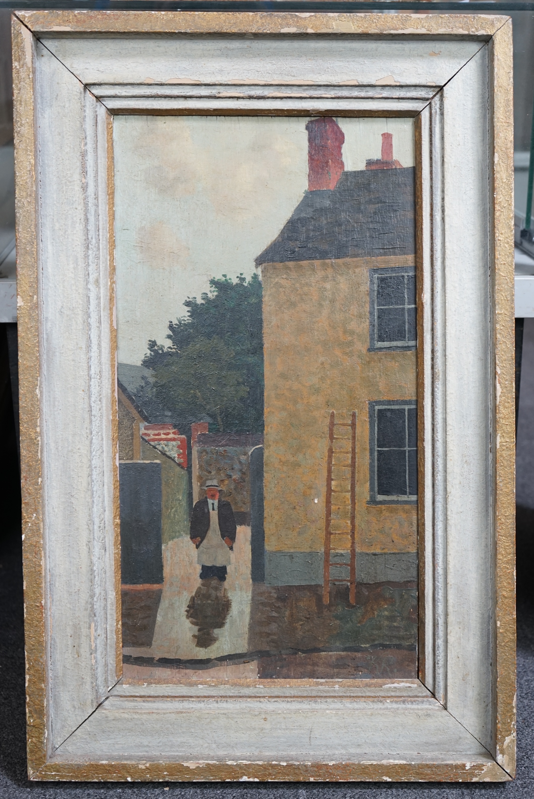 Kenneth Rowntree (British, 1915-1997), 'Portrait of Mr Davy, Builder and Decorator', oil on panel, 51 x 27cm